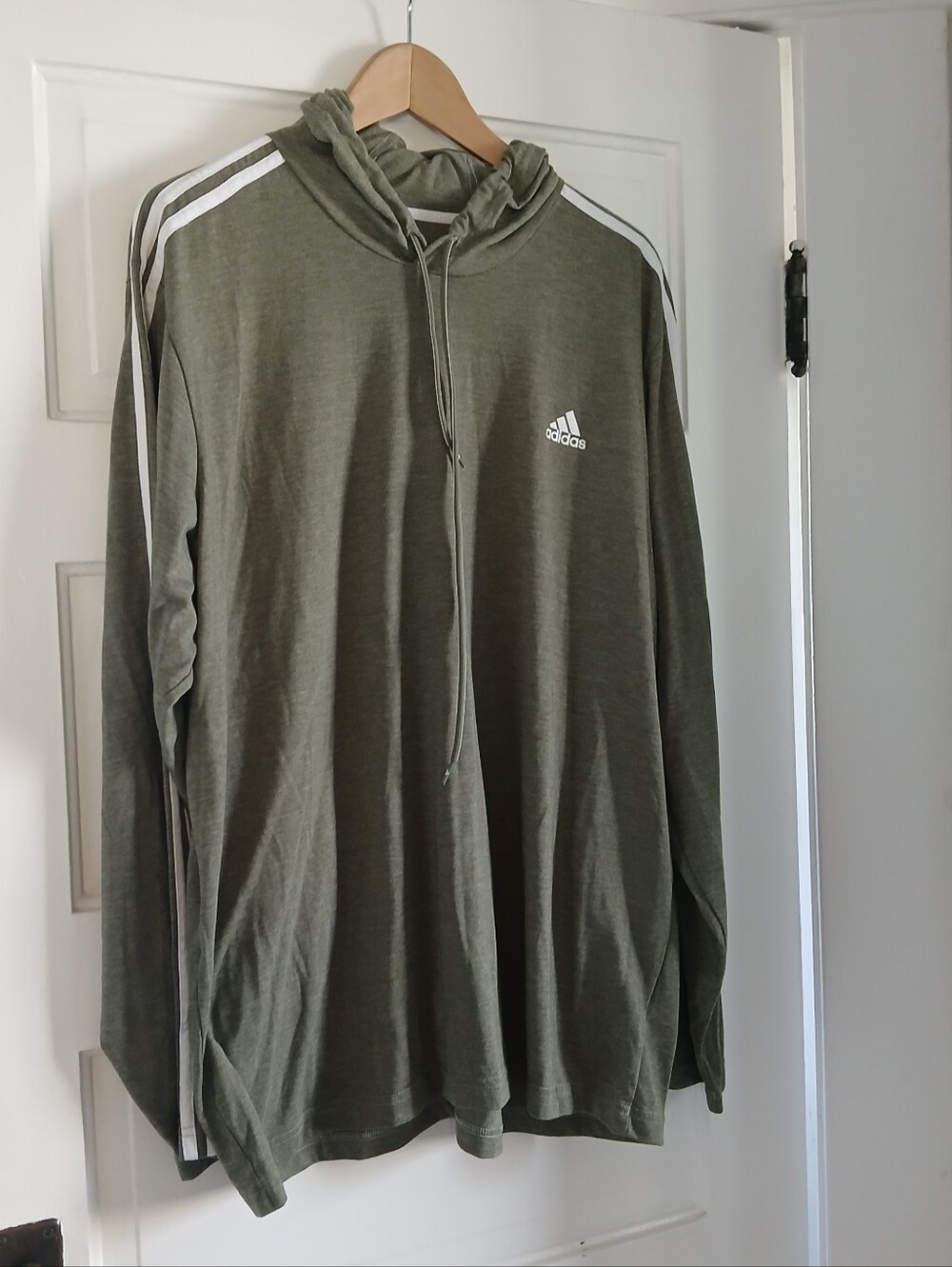 Men's Adidas Classic Sportswear Jacket Pullover Drawstring Hoodie Olive Size 2XL - Picture 6 of 7